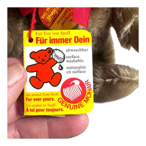 Steiff Teddy Bear Plush 10” Brown Original With Tags 0202/26 Wool Cotton Germany - Picture 2 of 9